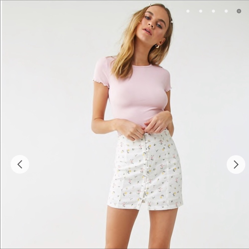 Pink Lettuce Edge Ribbed Knit Tee